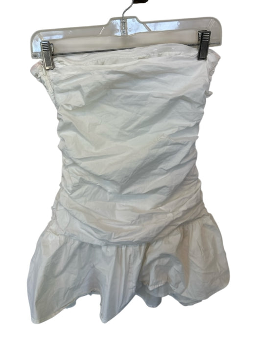 Peppermayo Size M White Cotton Blend Strapless Ruffles Bubble Hem Mini Dress White / M