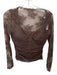 Abercrombie & Fitch Size S Brown Polyurethane Lace Long Sleeve Built In Bra Top Brown / S