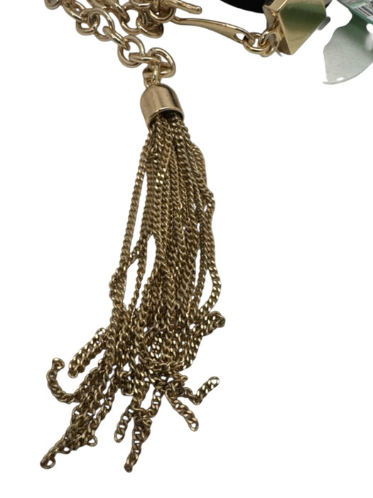 Zimmermann Black & Gold Leather Tassel Hook Clasp Belts Black & Gold / 0