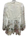 Zimmermann Size 0 Beige & Multi Cotton Long Sleeve Tie Waist Knee Length Dress Beige & Multi / 0
