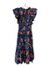 Ulla Johnson Size 8 Teal & Orange Cotton Floral Ruffle Cap Sleeve Tiered Dress Teal & Orange / 8