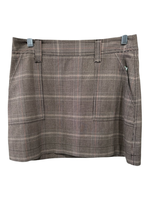 R.G. Kane Size M Brown Polyester Blend Houndstooth Plaid Patch Pocket Mini Skirt Brown / M