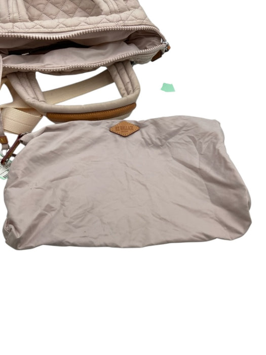 MZ Wallace Blush Beige Nylon Quilted Zip Top Leather Detail Crossbody & Hand Bag Blush Beige / Small