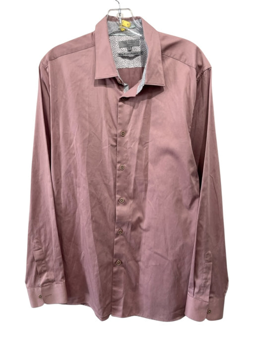 Ted Baker Size 6 Salmon Red Cotton Solid Button Up Men's Long Sleeve Shirt Salmon Red / 6