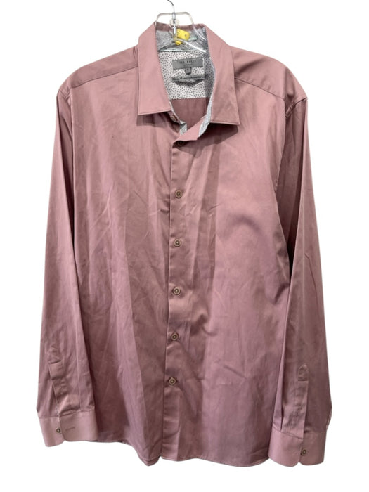 Ted Baker Size 6 Salmon Red Cotton Solid Button Up Men's Long Sleeve Shirt Salmon Red / 6