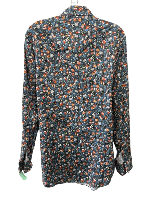 Etro Size 43 Gray Cotton Floral Button up Men's Long Sleeve Shirt Gray / 43
