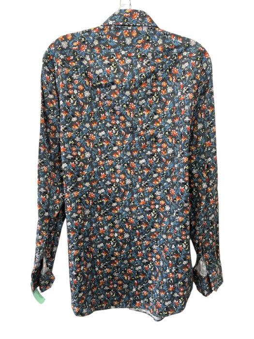 Etro Size 43 Gray Cotton Floral Button up Men's Long Sleeve Shirt Gray / 43