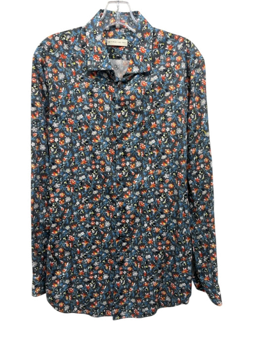 Etro Size 43 Gray Cotton Floral Button up Men's Long Sleeve Shirt Gray / 43