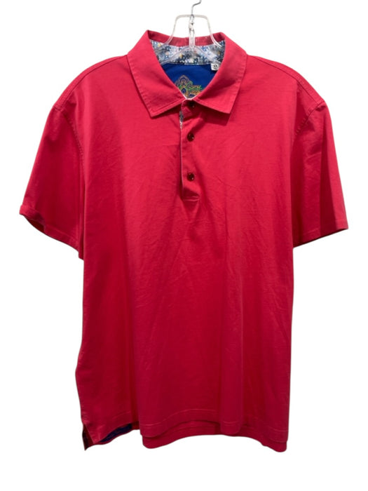 Robert Graham Size XL Red Cotton Solid Polo Men's Short Sleeve Red / XL