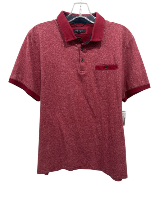 Ted Baker Size 6 Red Cotton Blend Speckled Polo Men's Short Sleeve Red / 6