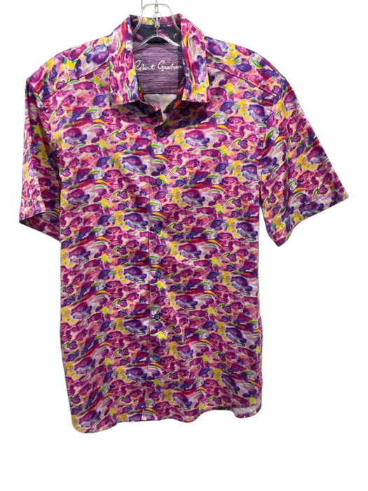 Robert Graham Size L Pink & Yellow Cotton Abstract Button Up Men's Short Sleeve Pink & Yellow / L