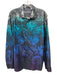 Robert Graham Size XL Blue & Gray Cotton Blend Velour Dyed Long Sleeve Shirt Blue & Gray / XL