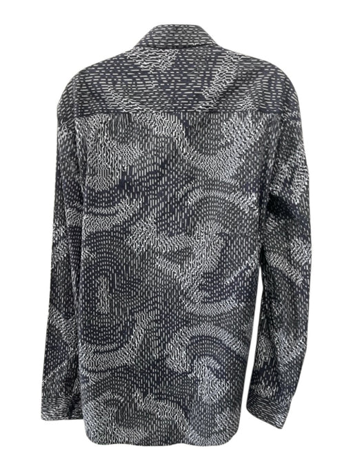Kenzo Size 17 Gray & White Cotton Abstract Button up Men's Long Sleeve Shirt Gray & White / 17