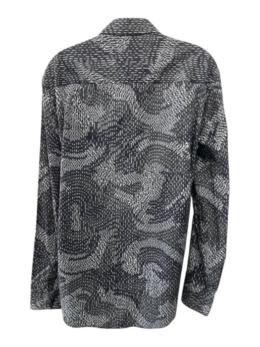 Kenzo Size 17 Gray & White Cotton Abstract Button up Men's Long Sleeve Shirt Gray & White / 17