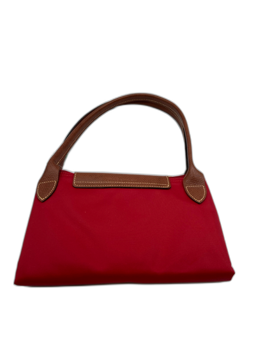 Longchamp Red Synthetic Top Handle Snap Button Zip Close Bag Red / L