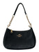 Coach Black Leather Gold Tone Hardware Chain Detail Zip Top Shoulder Bag Black