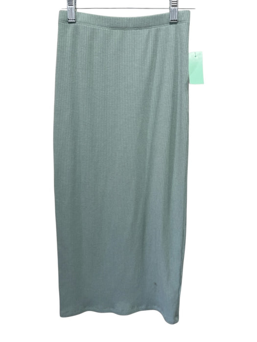Reformation Size XS Green Poly Blend Button Front Ribbed Long Sleeve Skirt Set Green / XS