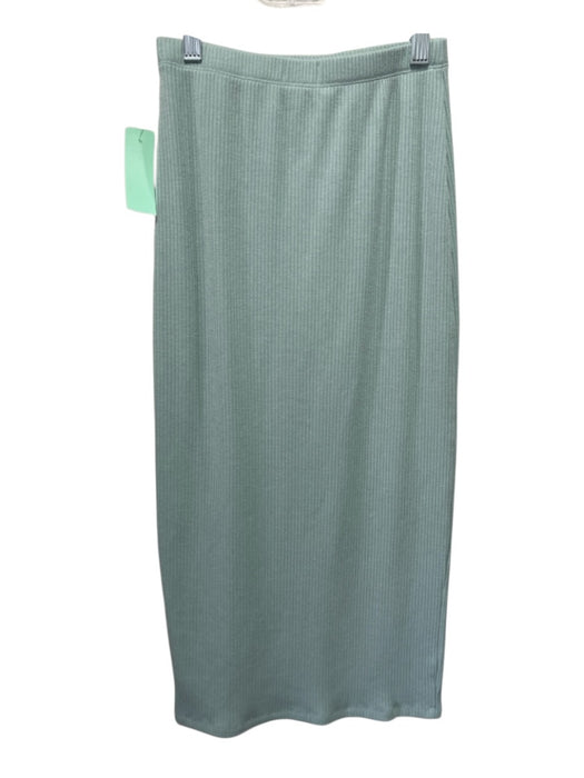Reformation Size XS Green Poly Blend Button Front Ribbed Long Sleeve Skirt Set Green / XS