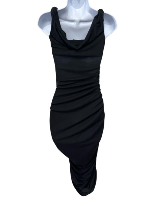 Reformation Size S Black Poly Blend Sleeveless Square Neck Ruched Maxi Dress Black / S