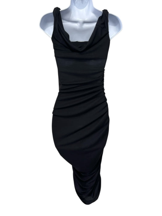 Reformation Size S Black Poly Blend Sleeveless Square Neck Ruched Maxi Dress Black / S
