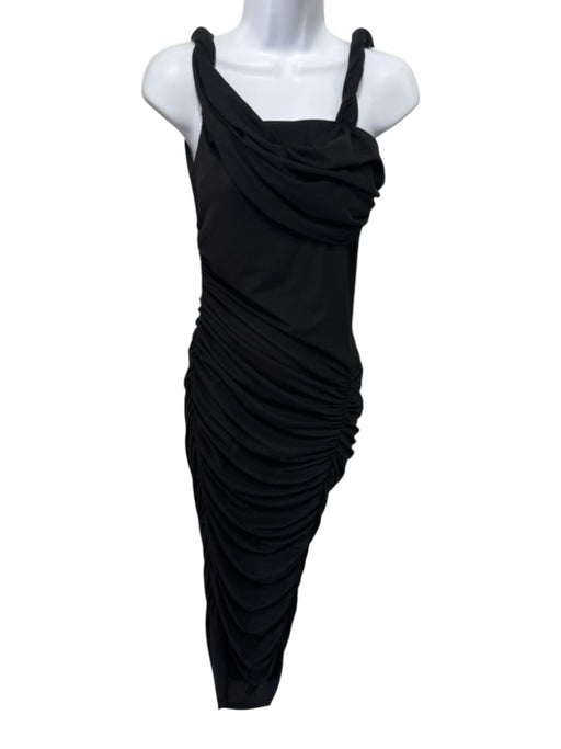 Reformation Size S Black Poly Blend Sleeveless Square Neck Ruched Maxi Dress Black / S