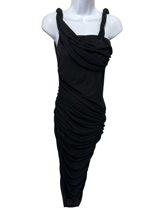 Reformation Size S Black Poly Blend Sleeveless Square Neck Ruched Maxi Dress Black / S