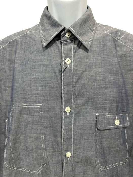 Junya Wantanabe NWT Size M Blue Cotton Solid Assymetrical Men's Short Sleeve Blue / M