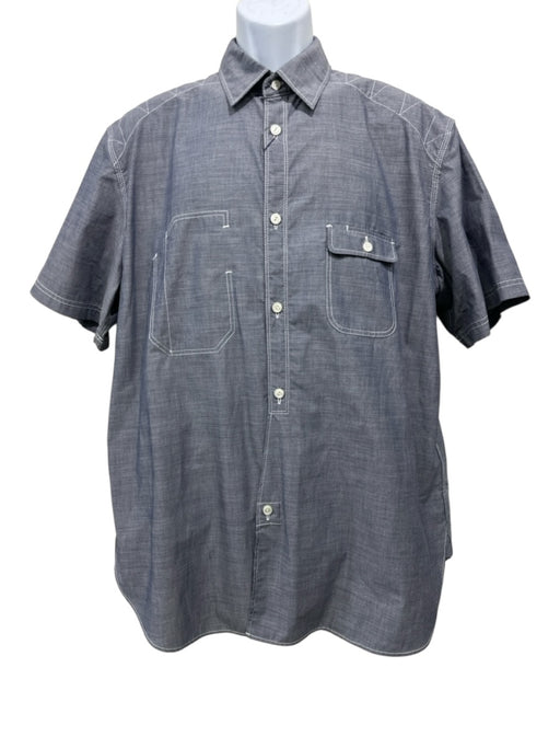 Junya Wantanabe NWT Size M Blue Cotton Solid Assymetrical Men's Short Sleeve Blue / M