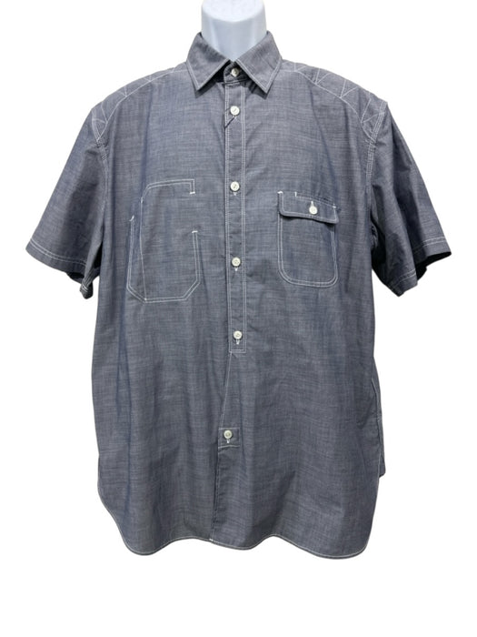 Junya Wantanabe NWT Size M Blue Cotton Solid Assymetrical Men's Short Sleeve Blue / M