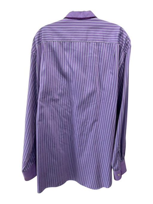 Etro Size 43 Purple & Blue Print Cotton Striped Button Up Long Sleeve Shirt Purple & Blue Print / 43
