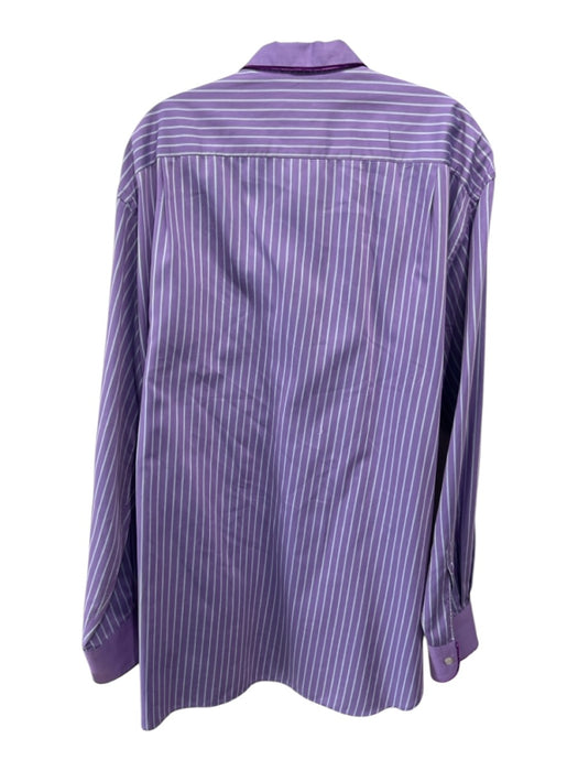 Etro Size 43 Purple & Blue Print Cotton Striped Button Up Long Sleeve Shirt Purple & Blue Print / 43
