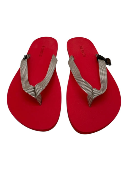 Hermes Shoe Size 41 Like New Red Rubber Solid Flip Flop Men's Shoes Red / 41