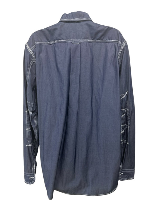 Junya Wantanabe Size M Blue & White Cotton Long Sleeve Stitch Design Top Blue & White / M
