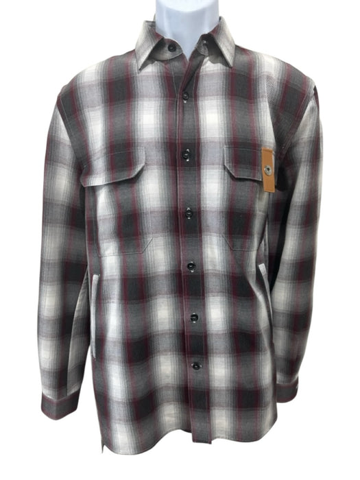 Loewe Size M Gray, Burgundy & White Viscose Blend Long Sleeve Plaid Top Gray, Burgundy & White / M