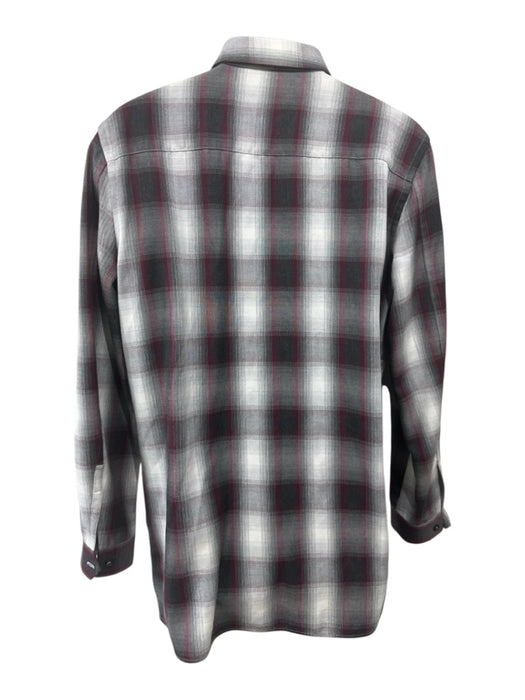 Loewe Size M Gray, Burgundy & White Viscose Blend Long Sleeve Plaid Top Gray, Burgundy & White / M