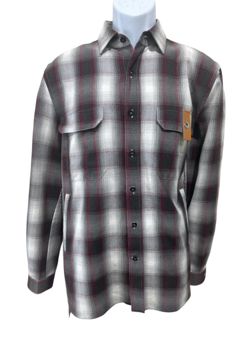 Loewe Size M Gray, Burgundy & White Viscose Blend Long Sleeve Plaid Top Gray, Burgundy & White / M