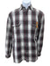 Loewe Size M Gray, Burgundy & White Viscose Blend Long Sleeve Plaid Top Gray, Burgundy & White / M