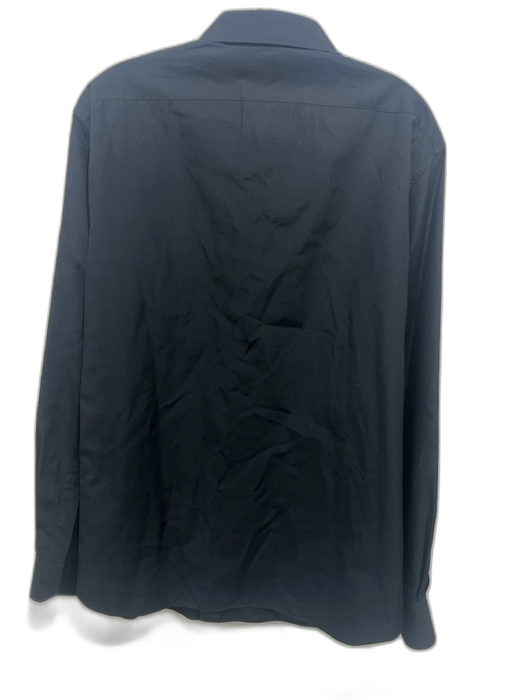 Celine Size 42 Black Cotton Solid Button Down Men's Long Sleeve Shirt Black / 42
