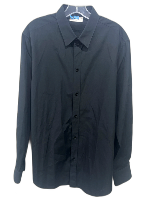 Celine Size 42 Black Cotton Solid Button Down Men's Long Sleeve Shirt Black / 42
