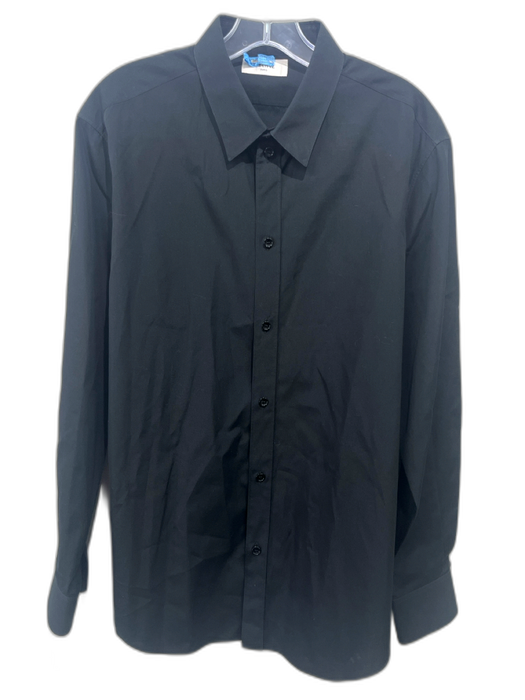Celine Size 42 Black Cotton Solid Button Down Men's Long Sleeve Shirt Black / 42