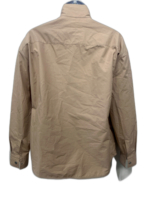 Hermes Size 40 Beige Cotton Solid Zip Pockets Button Down Men's Jacket Beige / 40