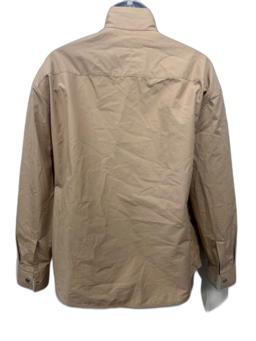 Hermes Size 40 Beige Cotton Solid Zip Pockets Button Down Men's Jacket Beige / 40
