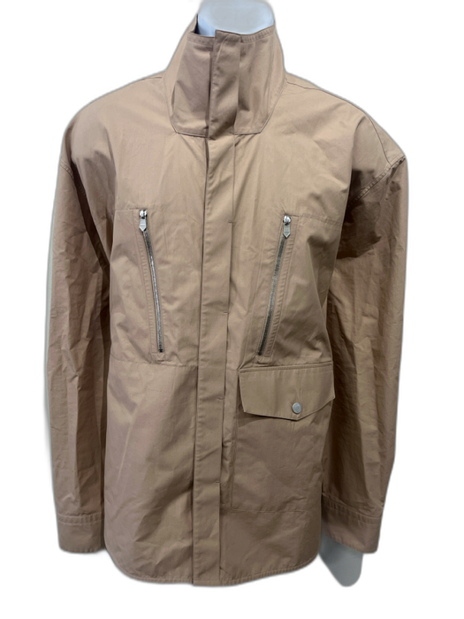 Hermes Size 40 Beige Cotton Solid Zip Pockets Button Down Men's Jacket Beige / 40