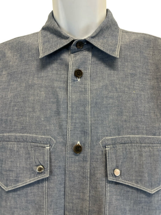 Louis Vuitton Size L Blue Cotton Solid Chambray Men's Long Sleeve Shirt Blue / L