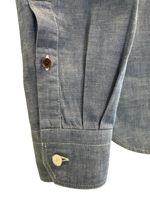 Louis Vuitton Size L Blue Cotton Solid Chambray Men's Long Sleeve Shirt Blue / L