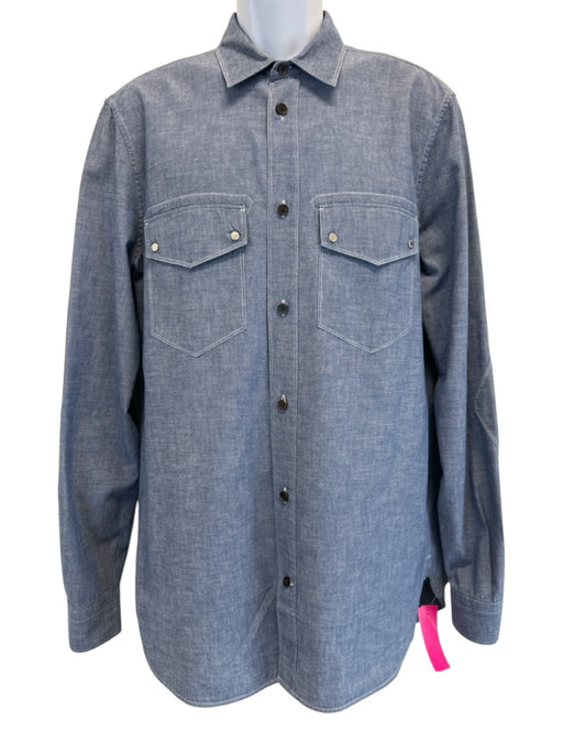 Louis Vuitton Size L Blue Cotton Solid Chambray Men's Long Sleeve Shirt Blue / L