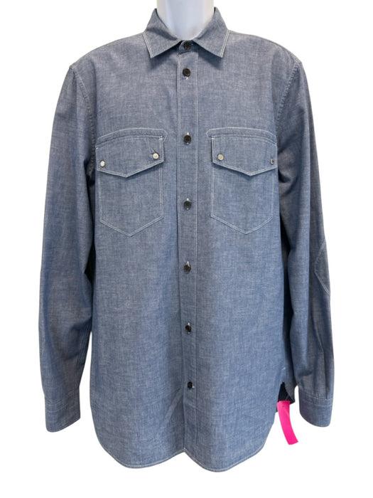 Louis Vuitton Size L Blue Cotton Solid Chambray Men's Long Sleeve Shirt Blue / L
