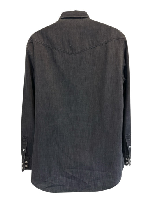 Louis Vuitton Size XXL Faded Black Cotton Solid Western Men's Long Sleeve Shirt Faded Black / XXL