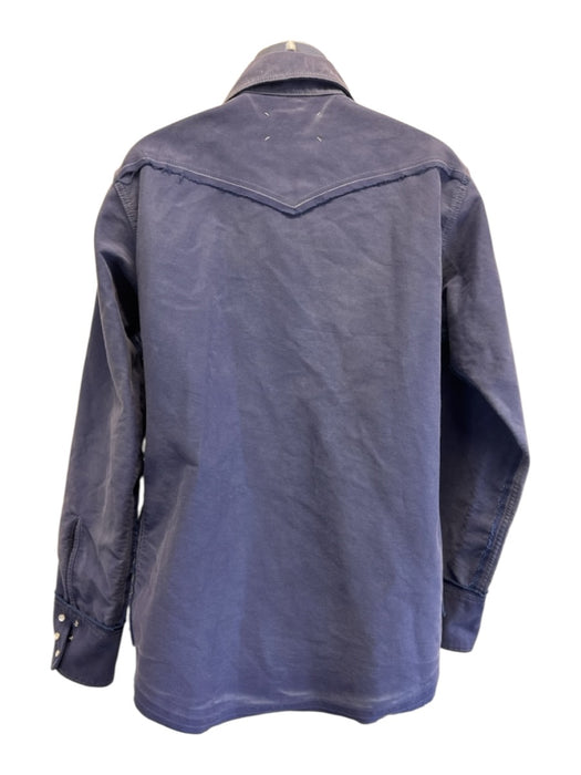 Mason Martin Size 42 Blue Cotton Solid Button Up Seam Detail Long Sleeve Shirt Blue / 42