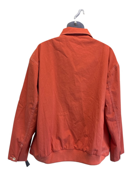The Elder Statesman NWT Size L Orange Cotton Blend Solid Zip UP Men's Jacket Orange / L